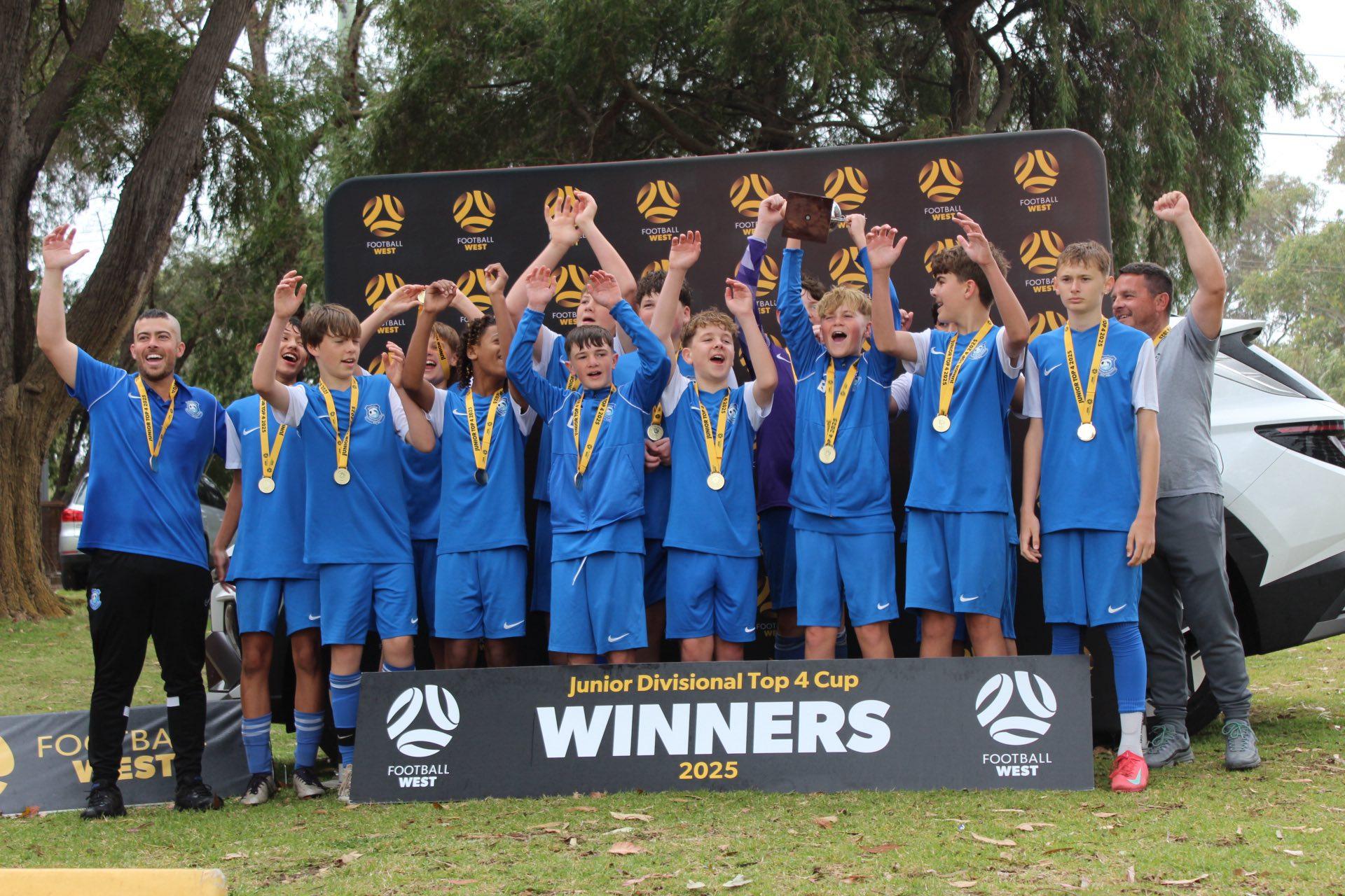 Mindarie FC Banner u13 jdl cup and league winners