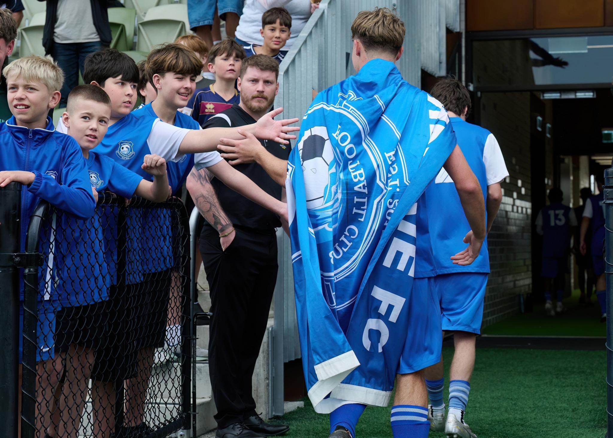 Mindarie FC Banner u18 cup winners tunnel